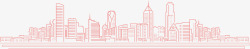 手绘卡通粉色荷叶荷花粉色手绘的城市剪影高清图片