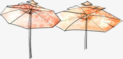 沙滩伞风情卡通线稿沙滩伞高清图片
