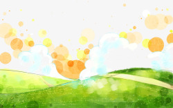 橙色草地橙色天空和草地卡通插画背景高清图片