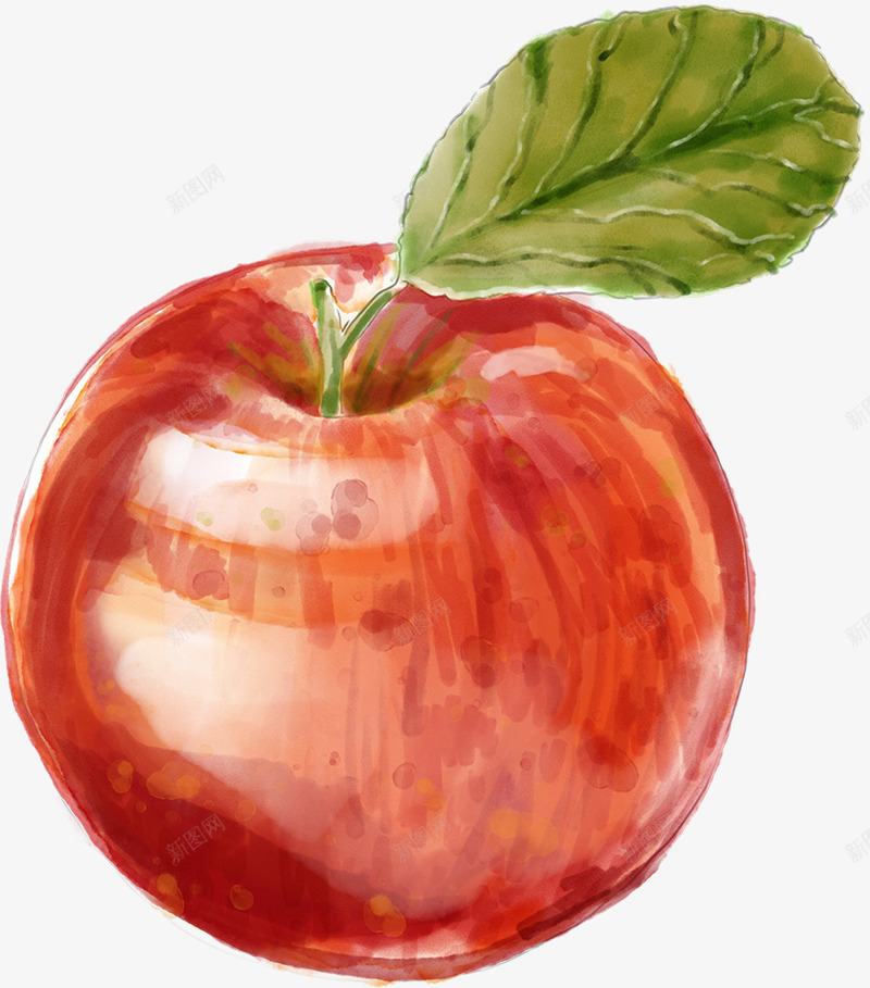 苹果油画png免抠素材_新图网 https://ixintu.com 叶子 好吃的 桔梗 水果 油画 红色的 绿色的 苹果
