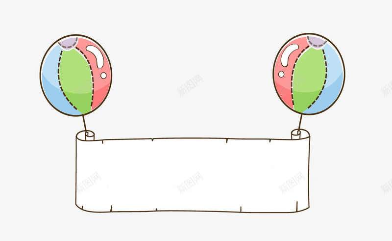 气球边框png免抠素材_新图网 https://ixintu.com AI 卡通 可爱 彩色 手绘 气球 线条 边框