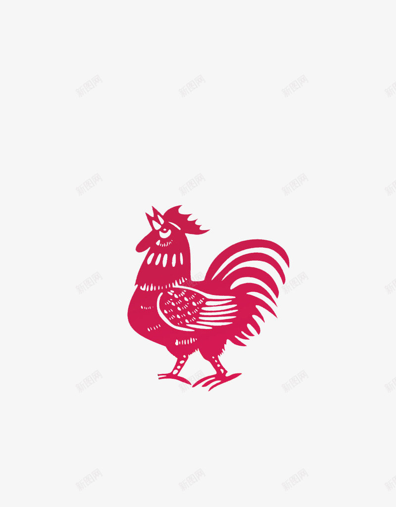 红色剪纸公鸡png免抠素材_新图网 https://ixintu.com 剪纸 鸡 鸡年
