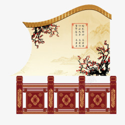 中国风屋嵴庭院屏风高清图片
