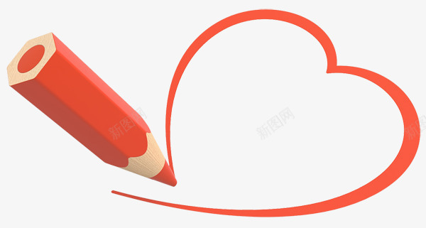 铅笔画出的心形png免抠素材_新图网 https://ixintu.com 铅笔画