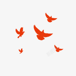 橙色飞鸟装饰图案素材