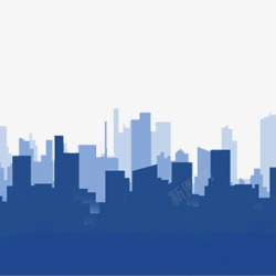蓝色网页模版城市大楼剪影高清图片