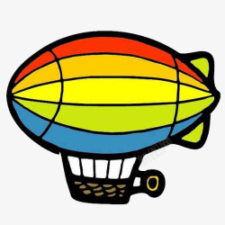手绘卡通彩色气球飞船素材