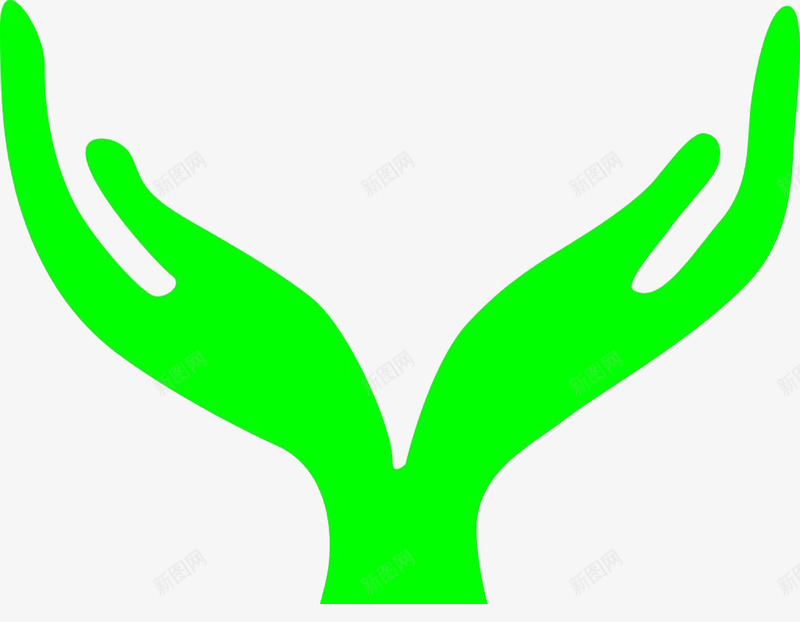 绿色双手呵护png免抠素材_新图网 https://ixintu.com 免抠 双手呵护 平面设计 手绘 素材 绿色