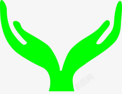 平面双手素材绿色双手呵护高清图片