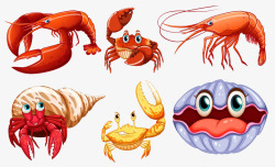可爱小螃蟹标贴海鲜合集高清图片