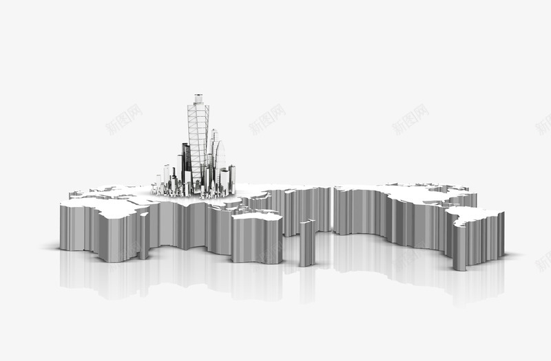 立体地图和建筑png免抠素材_新图网 https://ixintu.com 世界地图 地图 建筑 科技 科技感地图 立体