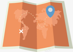 旅行物品卡通旅行折叠地图高清图片