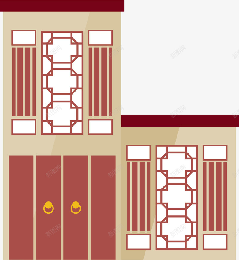 古建筑楼房背景矢量图ai免抠素材_新图网 https://ixintu.com 古建筑 楼房背景 矢量图