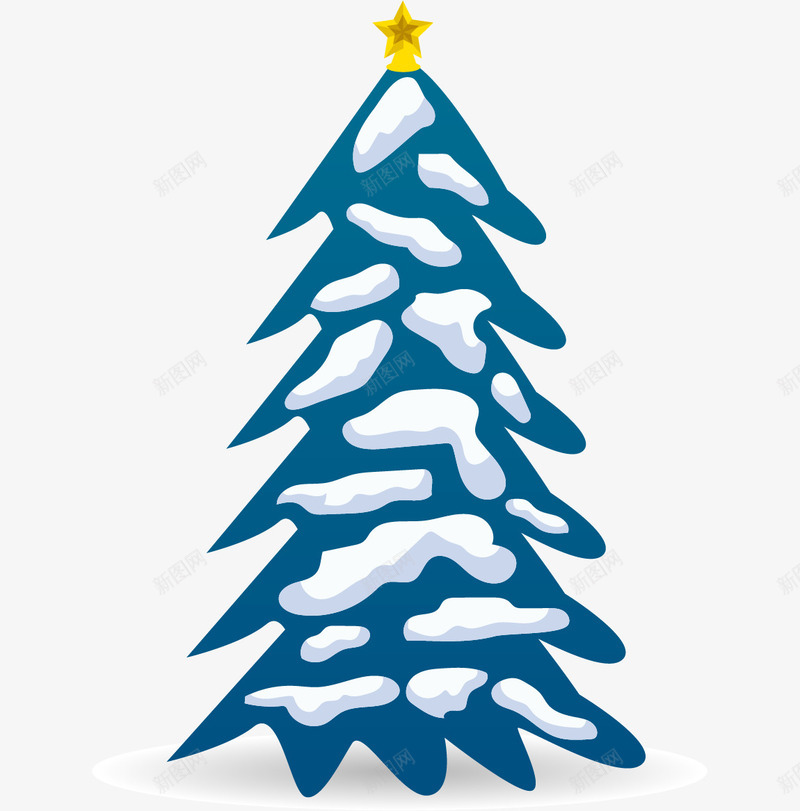 手绘蓝色圣诞树png免抠素材_新图网 https://ixintu.com 一颗圣诞树 圣诞配饰 平面 星星装饰 蓝色圣诞树 雪花点缀