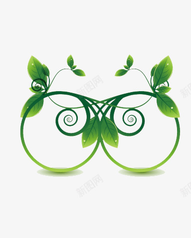 绿色植物圆环环保标志psd免抠素材_新图网 https://ixintu.com  绿叶 叶子 绿色 植物 圆环 创意花环 美丽 清新 图案