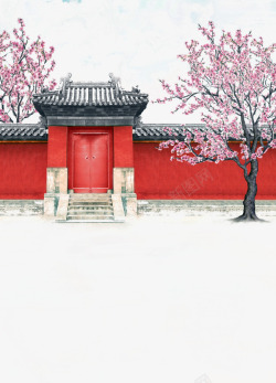 桃花风景图片唯美中国古风插画高清图片