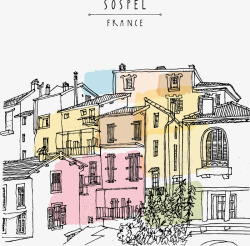 发旅游法国城市插画矢量图高清图片
