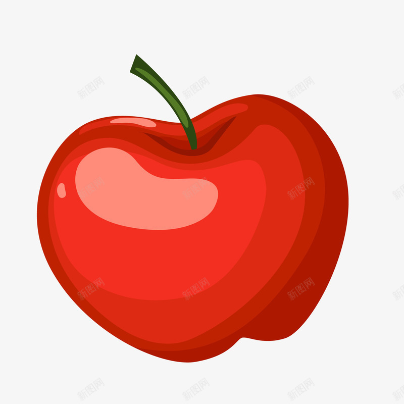 卡通红色的苹果矢量图ai免抠素材_新图网 https://ixintu.com 卡通 植物设计 水果 红色 苹果设计 矢量图