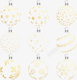圣诞节镂空黄色圆球素材