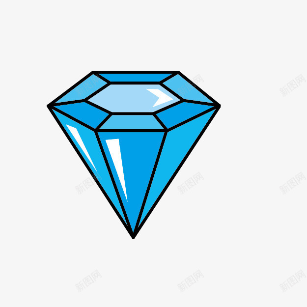 卡通蓝色钻石png免抠素材_新图网 https://ixintu.com 切割钻石 卡通钻石 手绘卡通 蓝色钻石