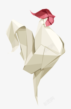 白色折纸艺术鸡矢量图素材
