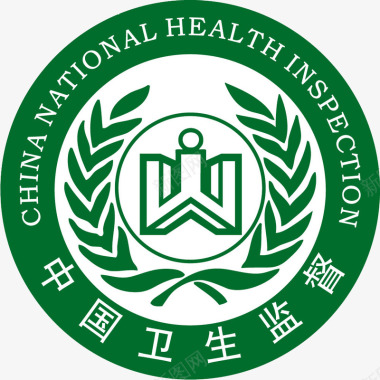 中国卫生监督绿色徽章图标图标