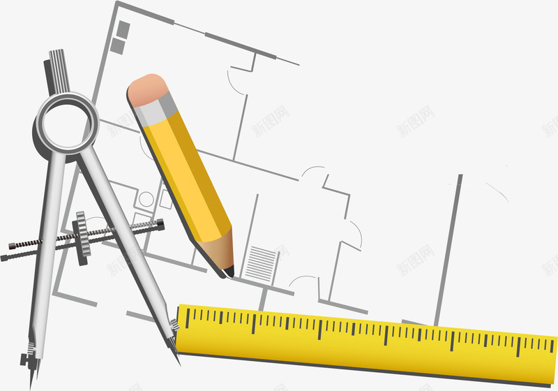 手绘绘画工具矢量图ai免抠素材_新图网 https://ixintu.com 卡通 圆规 工具 手绘 直尺 矢量图 绘画 铅笔 银色圆规图像