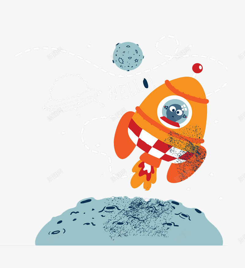太空的外星人png免抠素材_新图网 https://ixintu.com 创意 卡通 商务 外星人 太空 彩色 手绘 插图 飞船