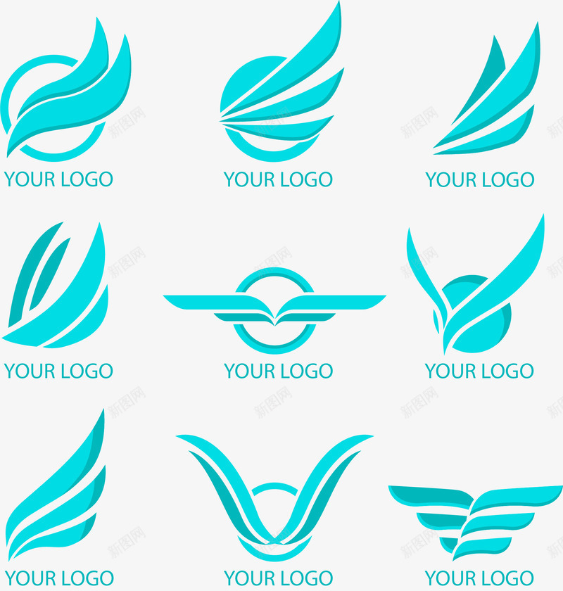 手绘蓝色LOGO矢量图图标ai_新图网 https://ixintu.com LOGO logo在线生成 图标 手绘 翅膀 蓝色 飞翔 矢量图