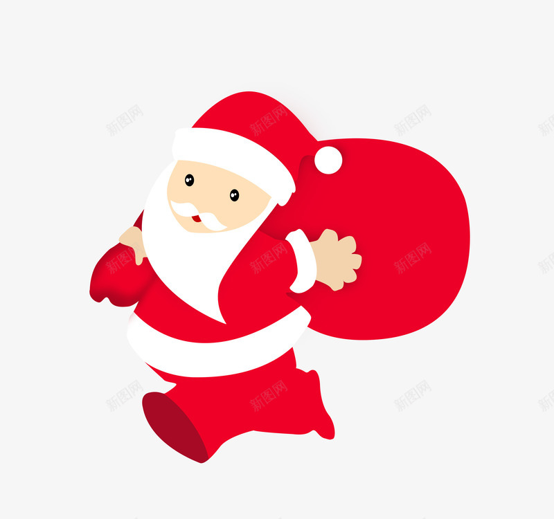 背着礼物袋的圣诞老人png免抠素材_新图网 https://ixintu.com 卡通 圣诞老人 奔跑 手绘 白色 红色 送礼物