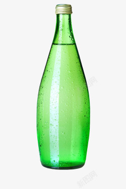 窄蓝色解渴窄口玻璃瓶一瓶饮料实物高清图片