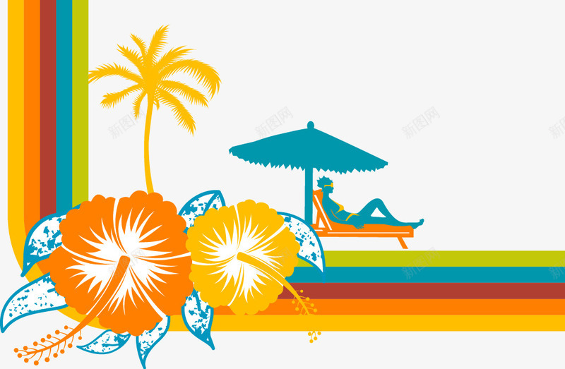 彩色夏威夷png免抠素材_新图网 https://ixintu.com 图案 彩色夏威夷 彩色底纹 沙滩