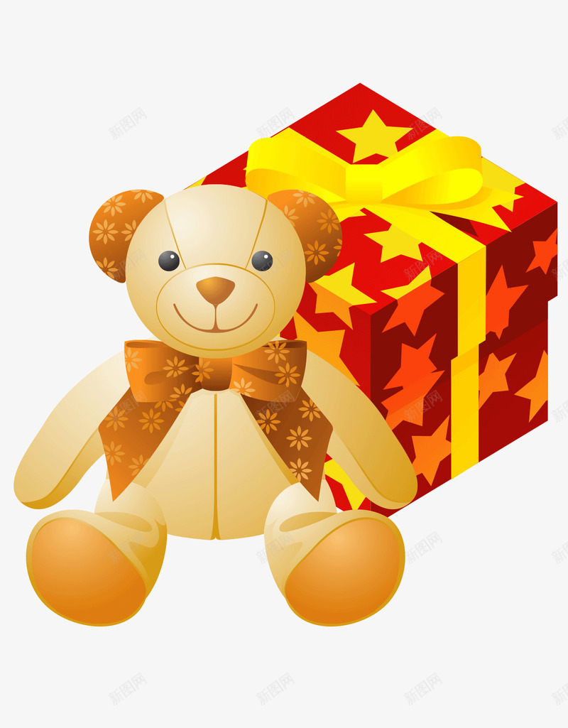 小熊礼物盒子png免抠素材_新图网 https://ixintu.com ai 卡通 小熊 盒子 礼物 礼物盒