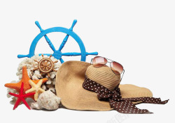 唯美时尚沙滩帽子海星素材