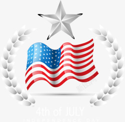 美国独立日徽章矢量图素材