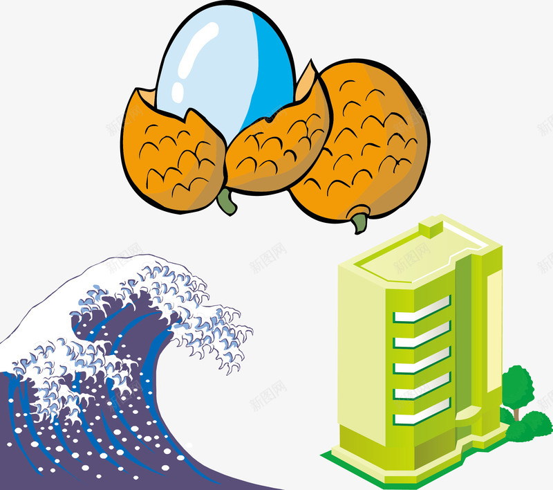 荔枝楼房海浪png免抠素材_新图网 https://ixintu.com 景观 楼房 海浪 荔枝