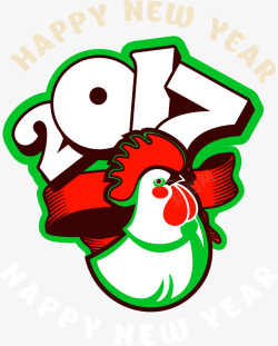 绿色公鸡新年标语素材