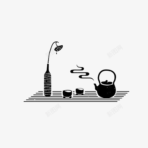 日式茶道抽象图标png_新图网 https://ixintu.com 图标 日式茶道 花器 茶器 茶桌 茶碗 茶道用具 黑白