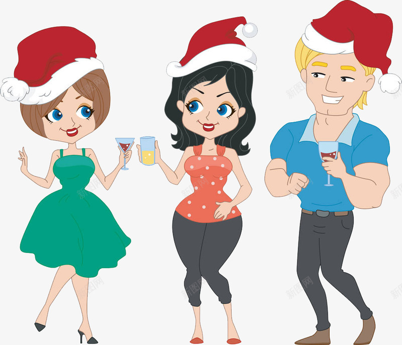 戴着圣诞帽喝酒的3个人png免抠素材_新图网 https://ixintu.com 举杯 伙伴 喝酒 喝酒人情 嗨皮 好友相聚 开心 愉快 愉悦 战友聚会 派对 相聚 聚会 聚餐 聚首