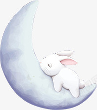 手绘创意才会趴在月亮上的玉兔png免抠素材_新图网 https://ixintu.com 创意 月亮 玉兔