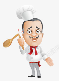 无奈的厨师png免抠素材_新图网 https://ixintu.com 勺子 卡通 厨师