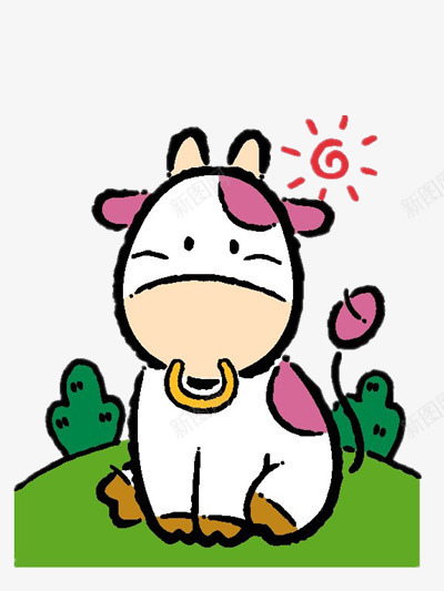 花奶牛在太阳下奔跑png免抠素材_新图网 https://ixintu.com 动物 卡通 图片 彩色