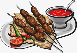 肉串小吃新疆风味羊肉串高清图片