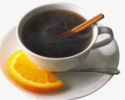 柠檬人冬日暖人热饮柠檬片白色咖啡杯高清图片