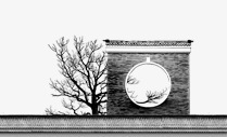 古典庭院建筑png免抠素材_新图网 https://ixintu.com 庭院 树木 石墙