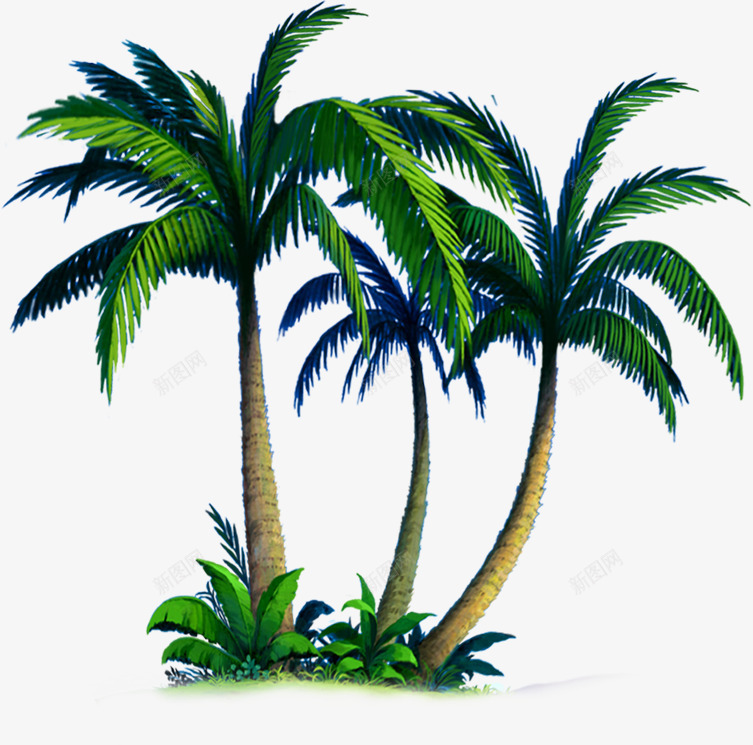 卡通椰子树沙滩海边png免抠素材_新图网 https://ixintu.com 卡通 椰子树 沙滩 海边