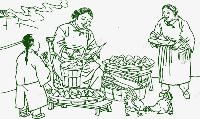中国风古典端午节包粽子画png免抠素材_新图网 https://ixintu.com 中国风 古典 端午节 粽子