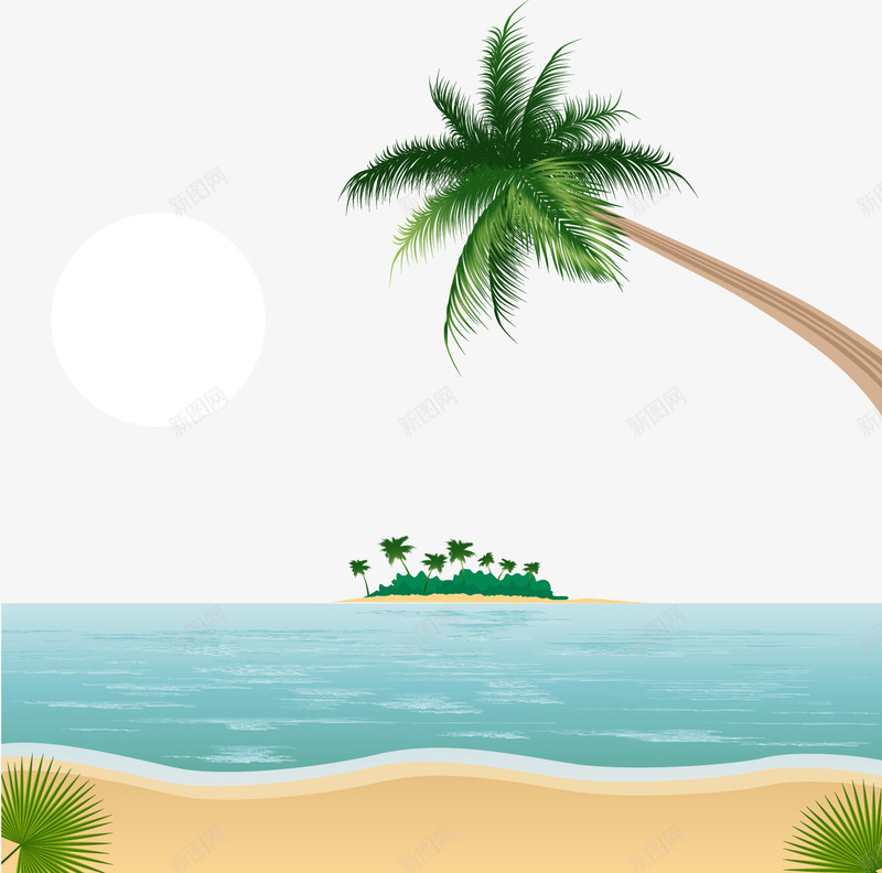 热带沙滩png免抠素材_新图网 https://ixintu.com png图片 免费png 免费png素材 大海 棕树 沙滩