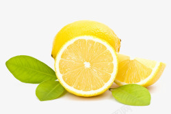 黄色绿叶蜜桃黄色柠檬绿叶水果高清图片