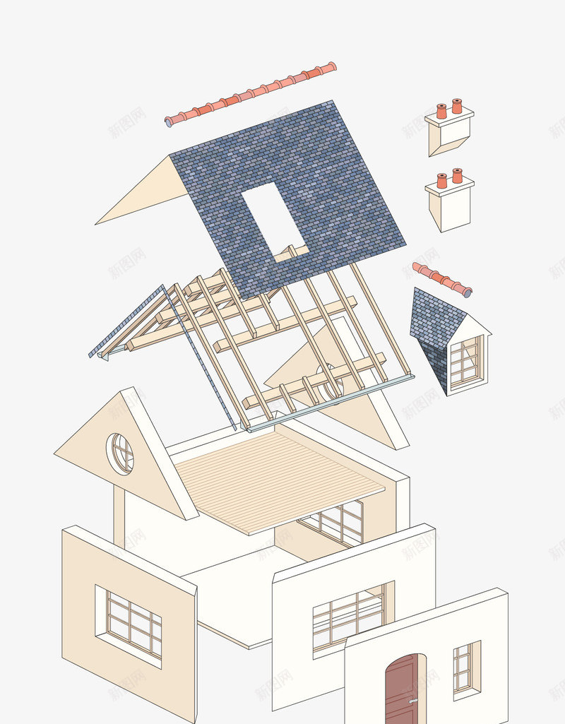 建筑房子矢量图eps免抠素材_新图网 https://ixintu.com 建筑 房子 矢量戒指 结构 矢量图